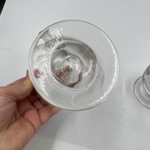 Vintage Set Clear Glass Mugs White Swirl Pattern Heavy Set Of Two Art Deco - Picture 5 of 8